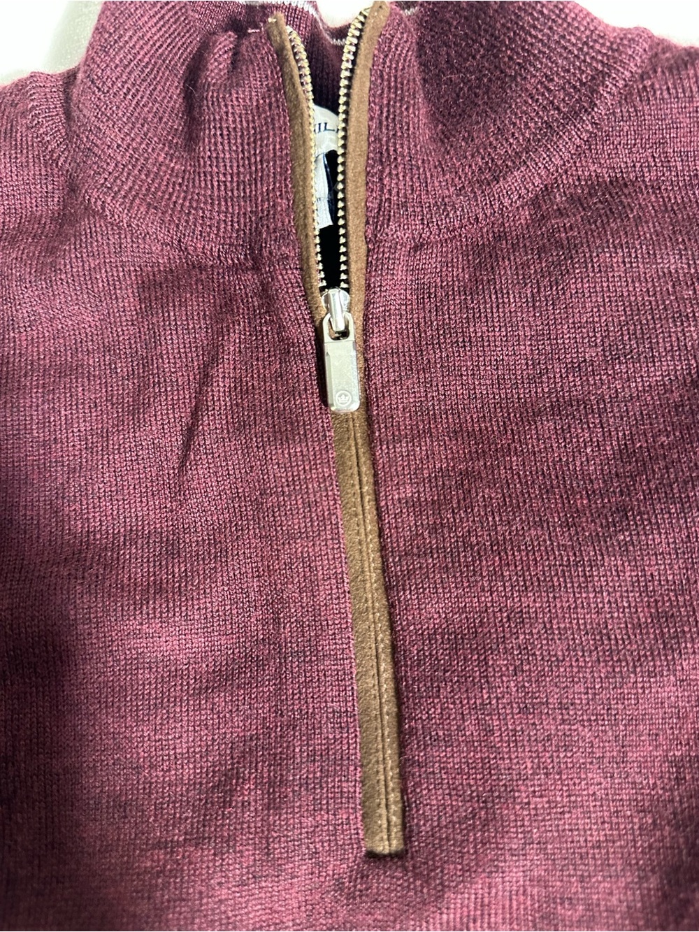 Peter Millar Wool Maroon 1/4 Zip-Up Sweater size Medium